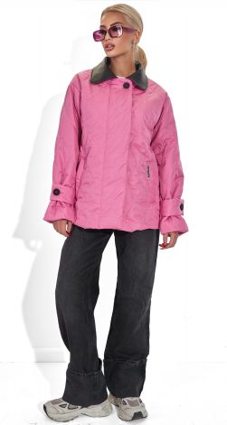 Модна куртка зі шкіряним коміром