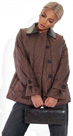 Модна куртка зі шкіряним коміром