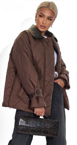 Модна куртка зі шкіряним коміром