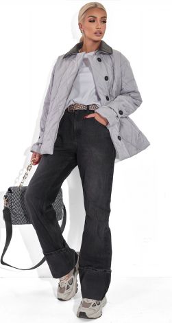 Модна куртка зі шкіряним коміром