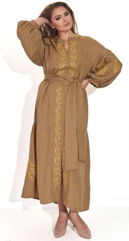 Льняна сукня з вишуканою вишивкою
