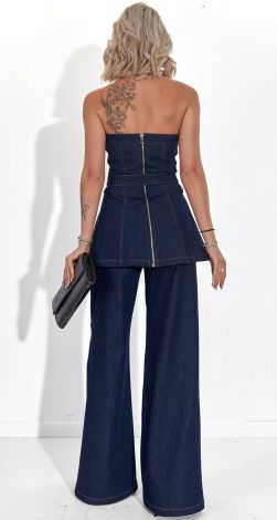 Джинсовий корсет та джинси палаццо