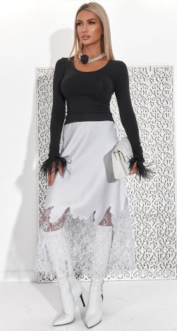 Шовкова Спідниця-Комбінація з Мереживом