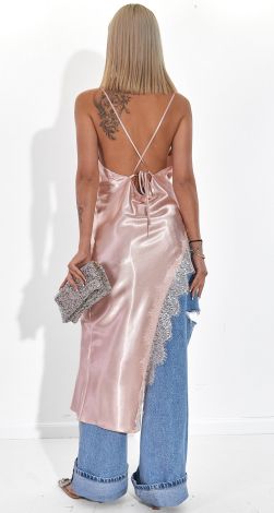 Спокусливий Атлас: Туніка-Сліп з Мереживом