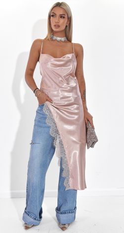 Спокусливий Атлас: Туніка-Сліп з Мереживом