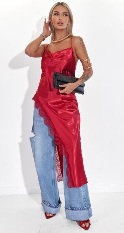 Спокусливий Атлас: Туніка-Сліп з Мереживом