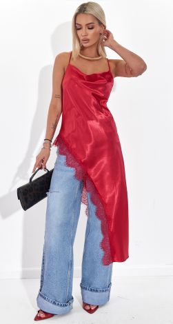 Спокусливий Атлас: Туніка-Сліп з Мереживом