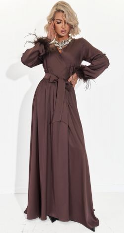 Сукню-Максі на Запах з Натуральним Пір\'я