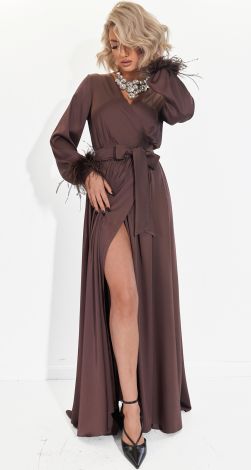 Сукню-Максі на Запах з Натуральним Пір\'я