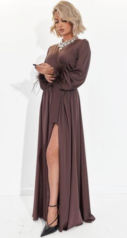 Сукню-Максі на Запах з Натуральним Пір\'я