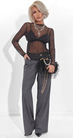 трикотажний топ з мереживним оздобленням