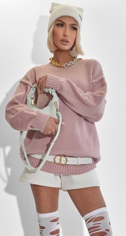 Светр жіночий оверсайз в\'язаний з круглим вирізом