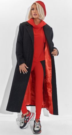 Coat with red lining