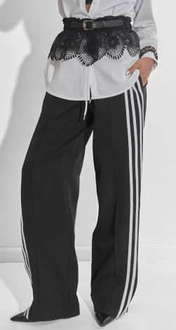 Брюки палаццо с лампасами