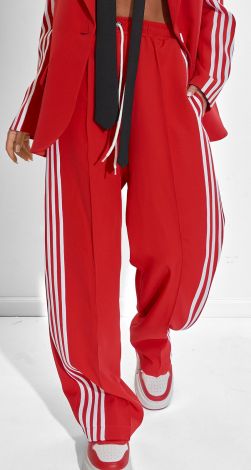 Брюки палаццо с лампасами