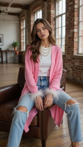 Pink cardigan