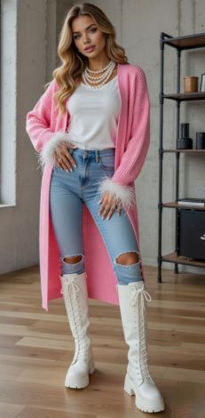 Pink cardigan