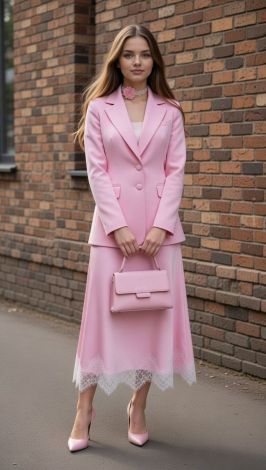 костюм у ніжно-рожевому кольорі