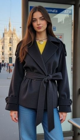 Пальто с акцентными плечами
