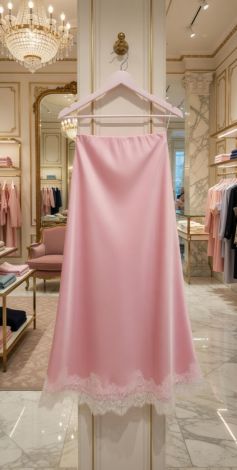 Шелковая юбка с кружевом