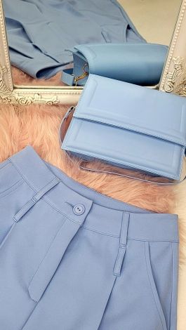 Голубые брюки палаццо