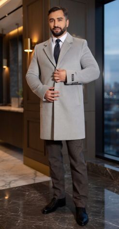  ​   Мужской стиль: Классическое кашемировое пальто в цвете Grey Melange