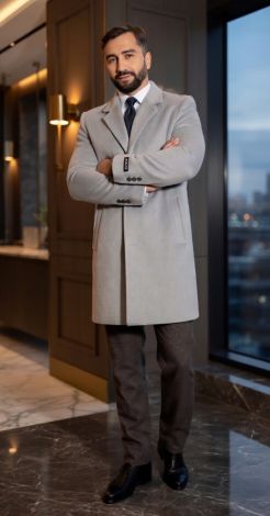  ​   Мужской стиль: Классическое кашемировое пальто в цвете Grey Melange