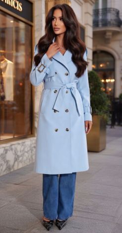 Безупречная классика: Голубой тренч из натурального коттона