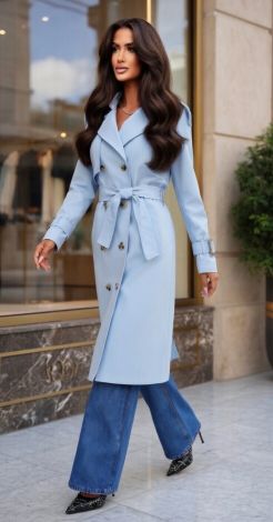 Безупречная классика: Голубой тренч из натурального коттона