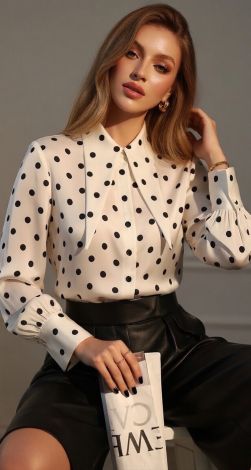 Pea blouse with an accent collar