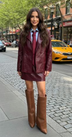  Leather Chic: A suit made of eco-leather that dictates the rules