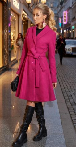 Розовое пальто букле