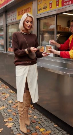 Women's oversized knitted sweater with a round neckline