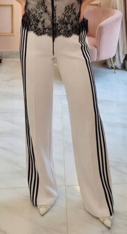 Stripe Chic: Pants that stretch the silhouette and garner compliments