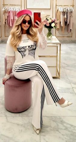 Stripe Chic: Pants that stretch the silhouette and garner compliments