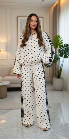 Брючний костюм у горох