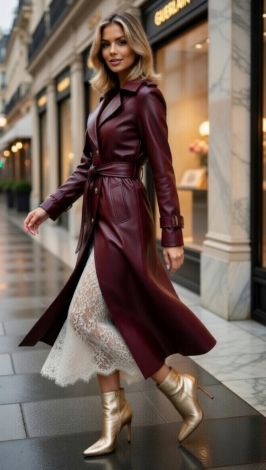 Burgundy Leather: A trench coat that dictates the rules of style 