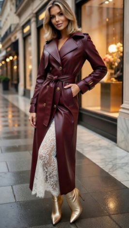 Burgundy Leather: A trench coat that dictates the rules of style 