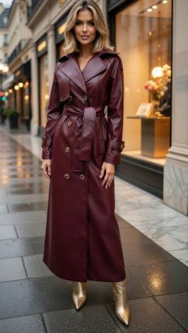 Burgundy Leather: A trench coat that dictates the rules of style 