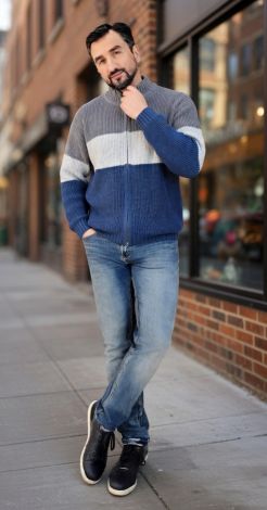 ​ Man's Comfort: Textured cardigan for maximum warmth