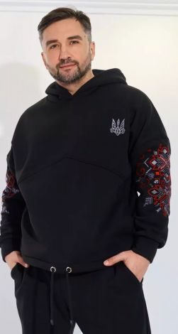 Теплий худи з українською вишивкою