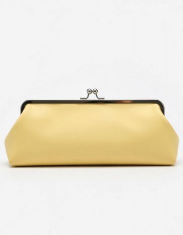 Butter-Colored Baguette Clutch with a Clasp