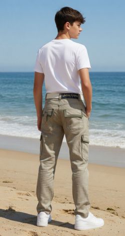 Wide-leg linen pants for teens — beige cargo pants, Summer 2026