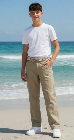 Wide-leg linen pants for teens — beige cargo pants, Summer 2026