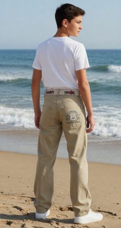 Wide-leg linen pants for teens — beige cargo pants, Summer 2026