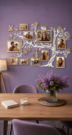 HDF Family Tree Picture Frames for Wall — Large Multi-Photo Frame Collage Set Home Decor