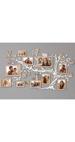 HDF Family Tree Picture Frames for Wall — Large Multi-Photo Frame Collage Set Home Decor