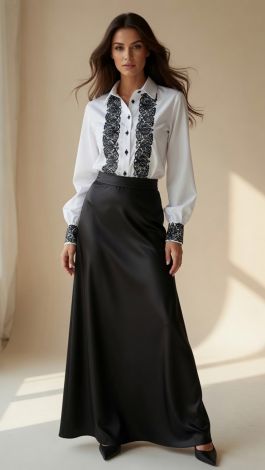Lmt.signature premium white shirt with black lace embroidery - Image 8