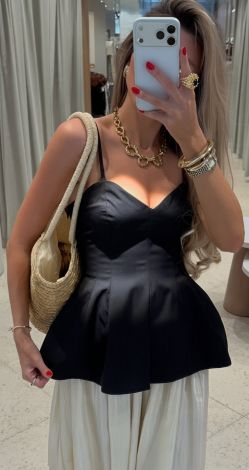 Black lightweight corset with peplum lining