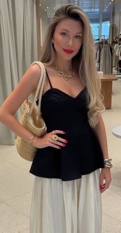 Black lightweight corset with peplum lining